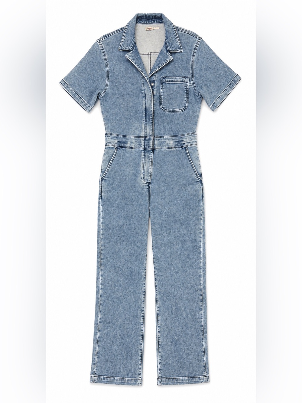 Faherty Denim Michelle Short Sleeve Jumpsuit Cloudlight Wash Size S